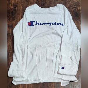 Champion Long Sleeve T-shirt. White Color . Size Small